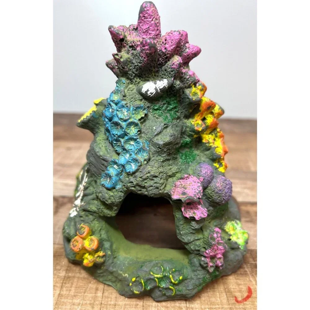 Colorful Resin Aquarium Decoration Coral Reef Cave